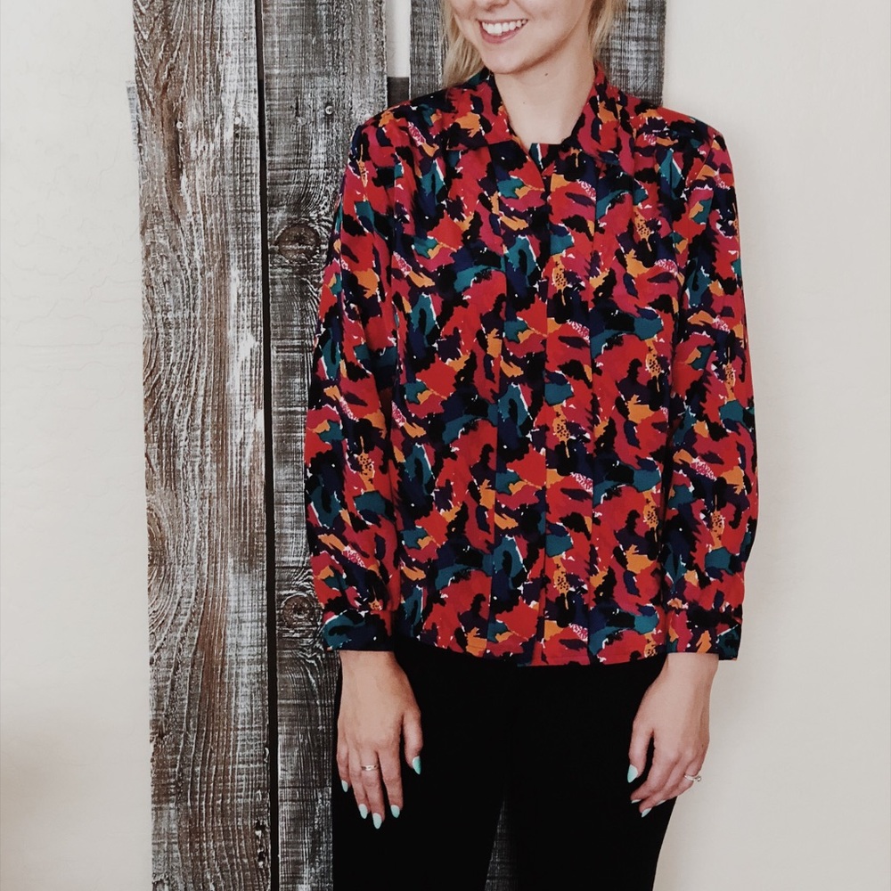 Abstract Print Vintage Blouse
